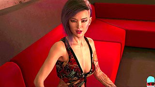 Busty babe in a PC game experience with interactive fun