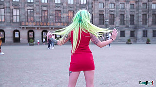 Amsterdam Bimbo Takes Big Cock Tour - Public