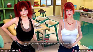 Naughty nubile redhead gets down to double homework fun