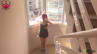 Risky Nude Masturbation Walk in Building & Elevator