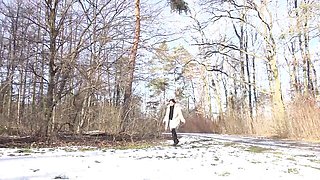 Gorgeous outdoor pissing with a long-legged brunette Alexa Throat