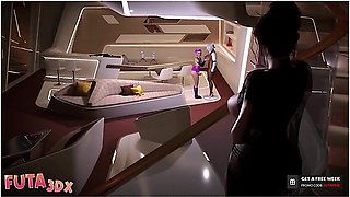 Pink-haired woman fucks a lifelike sex robot with a monster dick