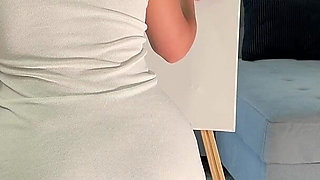 No Panties No Bra All Natural Big Tits Hot Blonde Art Teacher Sees Her Male Model Is Masturbating While Posing and She Joins