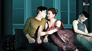 Desi Indian Stepmom having Sex with Her Stepson's Friend in the Bedroom