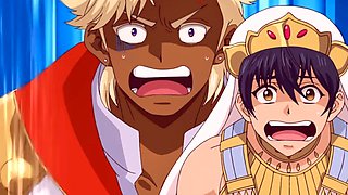 Titan dominates bride in bed after erotic anime feast