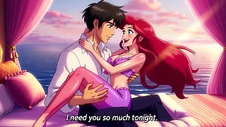 Ariel & Eric moonlit balcony passion - Romantic 3D Anime Love