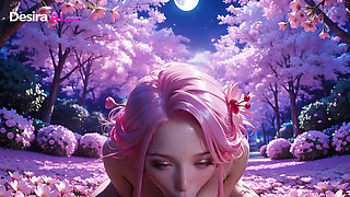 MILF Gets Pounded Against Sakura Tree, Creamy Finish on Petals AI Generated