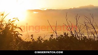 Ginger teenie Briar Rose caught sneaking in neighbor's backyard