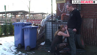 Horny bitch moans hard as she gets fucked out in the outdoor