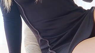 Horny Blonde in Beige Pantyhose Gets Soaking Wet. Desperate Pussy Play and Squirting Orgasm