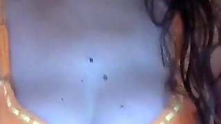 Playing with My Orange Bra and My Tits