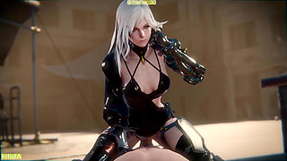 NieR Reincarnation - Gayle Ver Clothes WM (No sound) By InitialA  Animation 3D Hentai