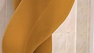 Pissing My Self Wearing Nylon Leggings in the Shower