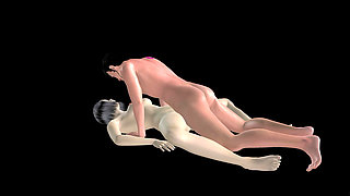 Animated 3D Porn - Asian Man Fucking Beautiful Girl in Missionary Pussy & Ass Creampie