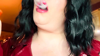 Tina Snua Loves To Smoke In Her Leather Jacket - Smoker Dangles OMI Snap Inhales