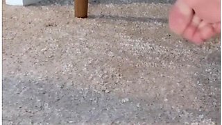 Sexy Neighbour Foot Tease Strips And Bends Over For You