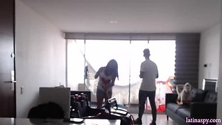 Big Busty Latina MILF Cleaner Jerks Off Huge Natural Tits - Homemade Part 3