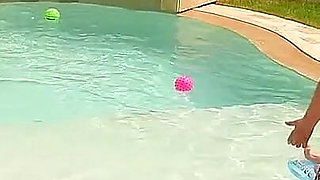 Blonde Poolside Gangbang with Multiple Cocks