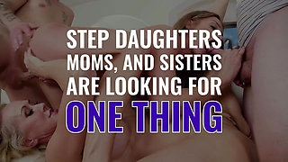 Scared Stepdaughters Swap Gangbang After Horror Movie Jerk Off Session