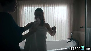 Pervert man boinking his 2 yam-sized breasted COUGAR wives Alison Rey and Reagan Foxx
