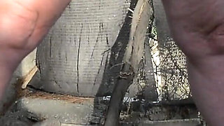 Pissing White Knickers Outside in Bondage
