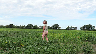 Patricia naked in soybean field