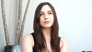 Beautiful brunette Pepper XO gives head and gets fucked balls deep