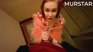 Redhead Russian Slut Gives a Dirty Blowjob