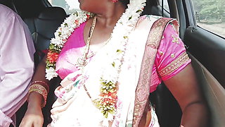 Indian Car Sex Telugu Saree Housewife Car Journey for Fucking with Husbend's Friend. Telugu Dirty Talks.