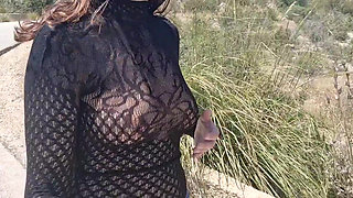 I walk and flash my tits while on vacation in Sicily