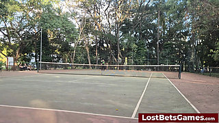 Rafaela and Igor Are Taking Their Strip Tennis Match Outside