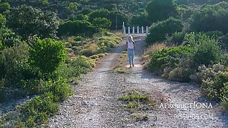 Wetting Her Jeans On A Bare Foot Hike