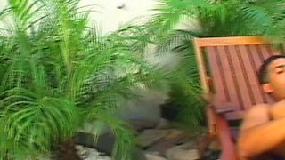 Blonde Granny Gets Her Bush and Ass Screwed by a Young Guy on the Sunbed
