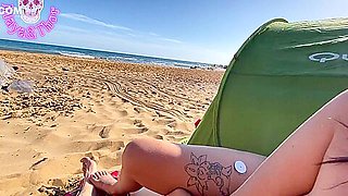 Spanish Girl Sucks It On A Public Beach