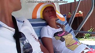 Man fucking his cute amateur girlfriend among sunflowers