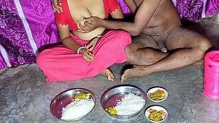 Indian Husband And Wife Eat Food