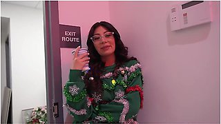 Horny Office Christmas Party Hookup With Big Titty Latina Coworker - Cami Strella + Lev Lieben