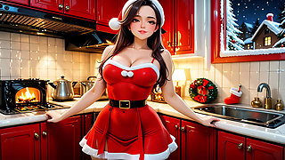 Ai Cartoon - Mrs. Claus Wants to Taste a Young Cock While Santa Claus Distributes the Presents
