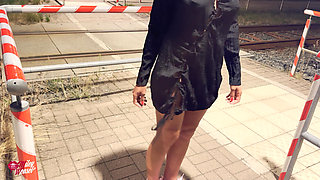 Horny Slut Fucked in the Middle of the Train Station!!