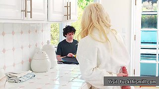 Slutty Stepmom Spencer Scott Gets her Naughty Pussy fucked hard by huge dildo and stepson's cock