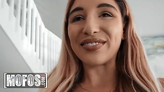 Mofos - Abella Danger showcases her deepthroat abilities before taking a reverse rail on jmac's schlong