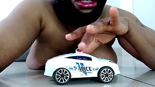 Patrol Truck Stuck Between Giantess Breast Crushed