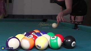 Alina Is A German Tall Milf With A Shaved Pierced Pussy That Loves To Play With A Poolstick
