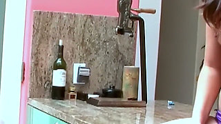 Kitchen Counter Is Close Enough - Brunettes Undress Each Other Right There