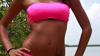 Hot Latina Teen Danica Oiled and Wet Nude on the Beach