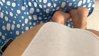 She likes to play with her feet while sucking the big Mexican cock