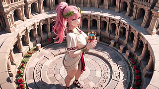 Private Morning Reading in the Roman Court, Silk Stockings Crossed, Taboo Lip Touch!