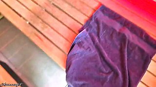 Horny stranger girl with a big ass makes me cum in public sauna