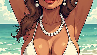 Gorgeous Women at the Beach Bikini Art