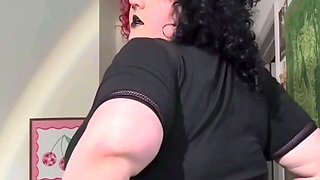 BBW Goth Girlfriend Fucks Hairy Creamy Pussy With HUGE